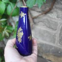 kleine Vase Echt Kobalt Rosen Golddekor Volkstedt 1762 Porzellan 50er 60er Jahre DDR Bild 3