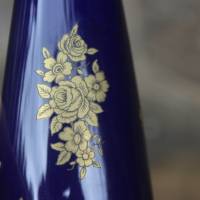 kleine Vase Echt Kobalt Rosen Golddekor Volkstedt 1762 Porzellan 50er 60er Jahre DDR Bild 5
