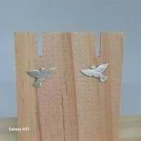 Ohrstecker kleine Tauben aus 999 Silber, eismatt gekratzt, Turteltäubchen, Friedenstauben Bild 5