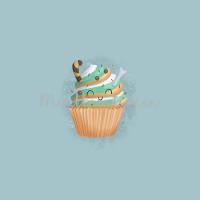 Panel Muffin Cupcake Halloween Eigenproduktion Jersey French Terry Kunstleder Bild 2