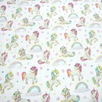 Stoff Baumwolle Jersey little unicorn Einhorn Regenbogen Herzberührt weiß multicolor bunt Kinderstoff Kleiderstoff Bild 2