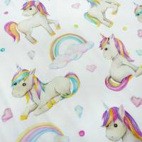 Stoff Baumwolle Jersey little unicorn Einhorn Regenbogen Herzberührt weiß multicolor bunt Kinderstoff Kleiderstoff Bild 3