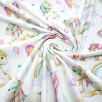 Stoff Baumwolle Jersey little unicorn Einhorn Regenbogen Herzberührt weiß multicolor bunt Kinderstoff Kleiderstoff Bild 4