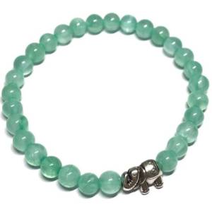 Armband grün Elefant Jade Edelsteine elastisch personalisierbar Perlen Edelsteinarmband Bild 2