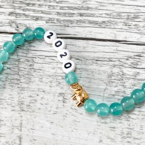 Armband grün Elefant Jade Edelsteine elastisch personalisierbar Perlen Edelsteinarmband Bild 4
