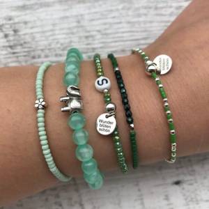 Armband grün Elefant Jade Edelsteine elastisch personalisierbar Perlen Edelsteinarmband Bild 5