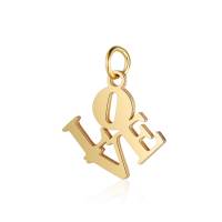 Edelstahl-Anhänger LOVE Schriftzug 16x19mm Gold mit Bindering für Armbänder, Ketten, Schlüsselanh& Bild 1