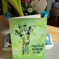 Blätterkarte mit einer Giraffe - Kopf hoch! Ich bin für Dich da! Bild 2