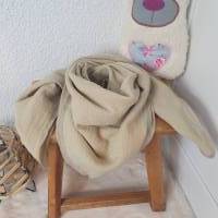Musselintuch Kinder Baby Halstuch Dreieckstuch Kuscheltuch Stilltuch Schmusetuch schlicht beige taupe 60x60 cm Bild 1