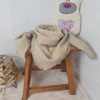 Musselintuch Kinder Baby Halstuch Dreieckstuch Kuscheltuch Stilltuch Schmusetuch schlicht beige taupe 60x60 cm Bild 2