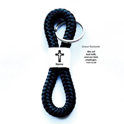 Konfirmation Geschenk: Personalisierter Schlüsselanhänger mit Name & Psalm – Kreuz Nr. 2