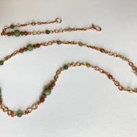 Kupfer-Schmuck Set mit natürlichen grünen Opalperlen und Achat Bild 3