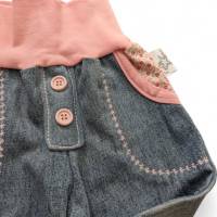 Pumphose aus Jeans mit Blütenmuster, Upcycling, Größe 62/68 Bild 7