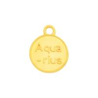 Zamak-Anhänger Sternzeichen Aquarius (Wassermann) gold 12mm 24K vergoldet mit Emaille in Türkis Bild 2