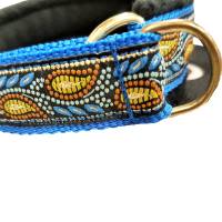 Hundehalsband Zauberranke blau gold Größe 35 cm mit Zugstopp Halsband blau gold Bild 2