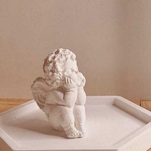 Engel Figur Statue aus Keramik weiße Dekoration Geschenk für Sie Geschenk zum Einzug Geschenkidee