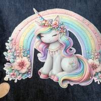 Bügelbild SCHULKIND Rainbow Unicorn personalisiert Name Bild 4