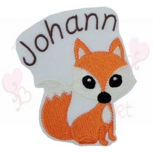 Fuchs mit Name stickapplikation zum aufbügeln aufnäher applikation gestickt bügelbild fox embroidery patch with name Bild 1