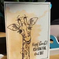 Mutmachkarte mit einer lustigen Giraffe - Kopf hoch! Ich bin für Dich da! Bild 1