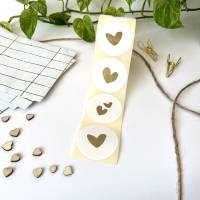Aufkleber rund mit Herz GOLD MATT Sticker Geschenkaufkleber 5cm schöne abstrakte Deko gold hochzeitsdeko geschenk Bild 2
