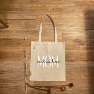 Jutebeutel Baumwolltasche Einkaufstasche bedruckt MOMBAG Mamatasche personalisierter Jutebeutel mit Name MOM Jutetasche Bild 2