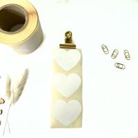 Aufkleber in Herzform WEISS Sticker Geschenkaufkleber Herzen 5cm Beschriftbar Hochzeiten Geschenke Geschenkverzierung Bild 1