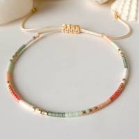 Zierliches Armband aus Miyuki Perlen, verstellbar, kleine Geschenke Frauen, Geburtstagsgeschenk Freundin Bild 3