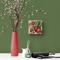 ERDBEEREN - gemaltes Erdbeerbild auf Leinwand 20cmx20cm von der Künstlerin Christiane Schwarz Bild 5