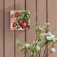 ERDBEEREN - gemaltes Erdbeerbild auf Leinwand 20cmx20cm von der Künstlerin Christiane Schwarz Bild 6