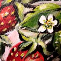 ERDBEEREN - gemaltes Erdbeerbild auf Leinwand 20cmx20cm von der Künstlerin Christiane Schwarz Bild 7