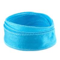 Crêpe Satin Seidenband Himmelblau 1m 100% Seide handgenäht und handgefärbt Schmuckband Wickelarmband Bild 1