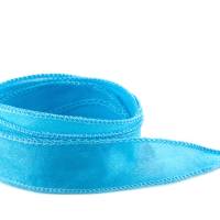 Crêpe Satin Seidenband Himmelblau 1m 100% Seide handgenäht und handgefärbt Schmuckband Wickelarmband Bild 2