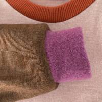 Merinowollpullover für Kinder 110/116 rosa/zimtbraun Upcycling Kinderpullover aus Wolle im Colorblockdesign Bild 3