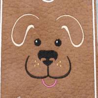 Hülle für EU-Heimtierausweis knuffiges Hundegesicht recycelter Polsterstoff Handmade Bild 2