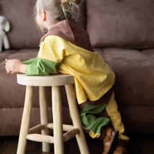 Visuell Design - Leinen Abenteuer Hose für Kinder, Kleinkinder Leinenkleidung Patchwork Kniepatch Bunt - Kindergartentau Bild 1