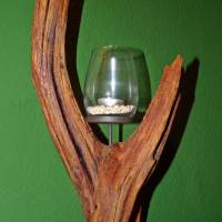Wildholz Kerzenhalter, Windlicht aus einer Baumwurzel mit Kerzenglas auf Schieferplatte Bild 7