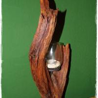 Wildholz Kerzenhalter, Windlicht aus einer Baumwurzel mit Kerzenglas auf Schieferplatte Bild 8