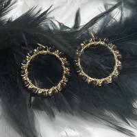 Edle Ohrringe, Perlenohrstecker schwarz gold mit Herzbrisur Bild 3