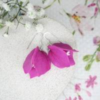 Bougainvillea realistische Blumen Ohrringe, rosa Blumen Ohrringe, Sommer Ohrringe, festliche Ohrringe, Geschenk für Frau Bild 2