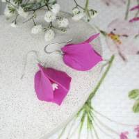 Bougainvillea realistische Blumen Ohrringe, rosa Blumen Ohrringe, Sommer Ohrringe, festliche Ohrringe, Geschenk für Frau Bild 3
