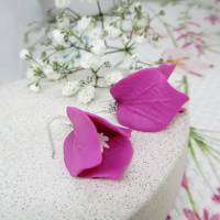 Bougainvillea realistische Blumen Ohrringe, rosa Blumen Ohrringe, Sommer Ohrringe, festliche Ohrringe, Geschenk für Frau Bild 4