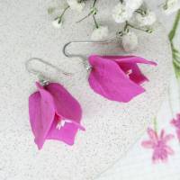 Bougainvillea realistische Blumen Ohrringe, rosa Blumen Ohrringe, Sommer Ohrringe, festliche Ohrringe, Geschenk für Frau Bild 5