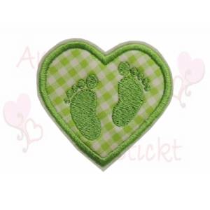 Herz mit füßchen Applikation aufnäher bügelbild babyfüße 6 farben stoffapplikation Bild 3