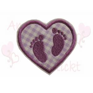 Herz mit füßchen Applikation aufnäher bügelbild babyfüße 6 farben stoffapplikation Bild 5