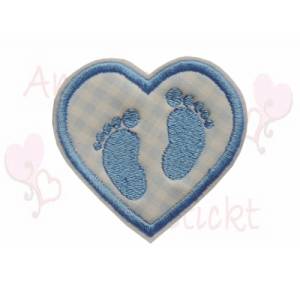 Herz mit füßchen Applikation aufnäher bügelbild babyfüße 6 farben stoffapplikation Bild 7