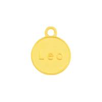 Zamak-Anhänger Sternzeichen Leo (Löwe) gold 12mm 24K vergoldet mit Emaille in Kaminrot Bild 2