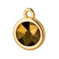 Anhänger gold 10mm mit Kristallstein in Crystal Dorado 7mm 24K vergoldet für Armbänder, Ketten, Ohrringe Bild 1
