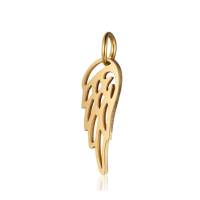 Edelstahl-Anhänger Flügel 6x20mm Gold mit Bindering für Armbänder, Ketten, Schlüsselanhä Bild 1