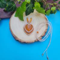 Makramee-Halskette mit Karneol-Herz und Messing Bild 6