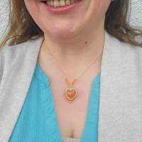 Makramee-Halskette mit Karneol-Herz und Messing Bild 7